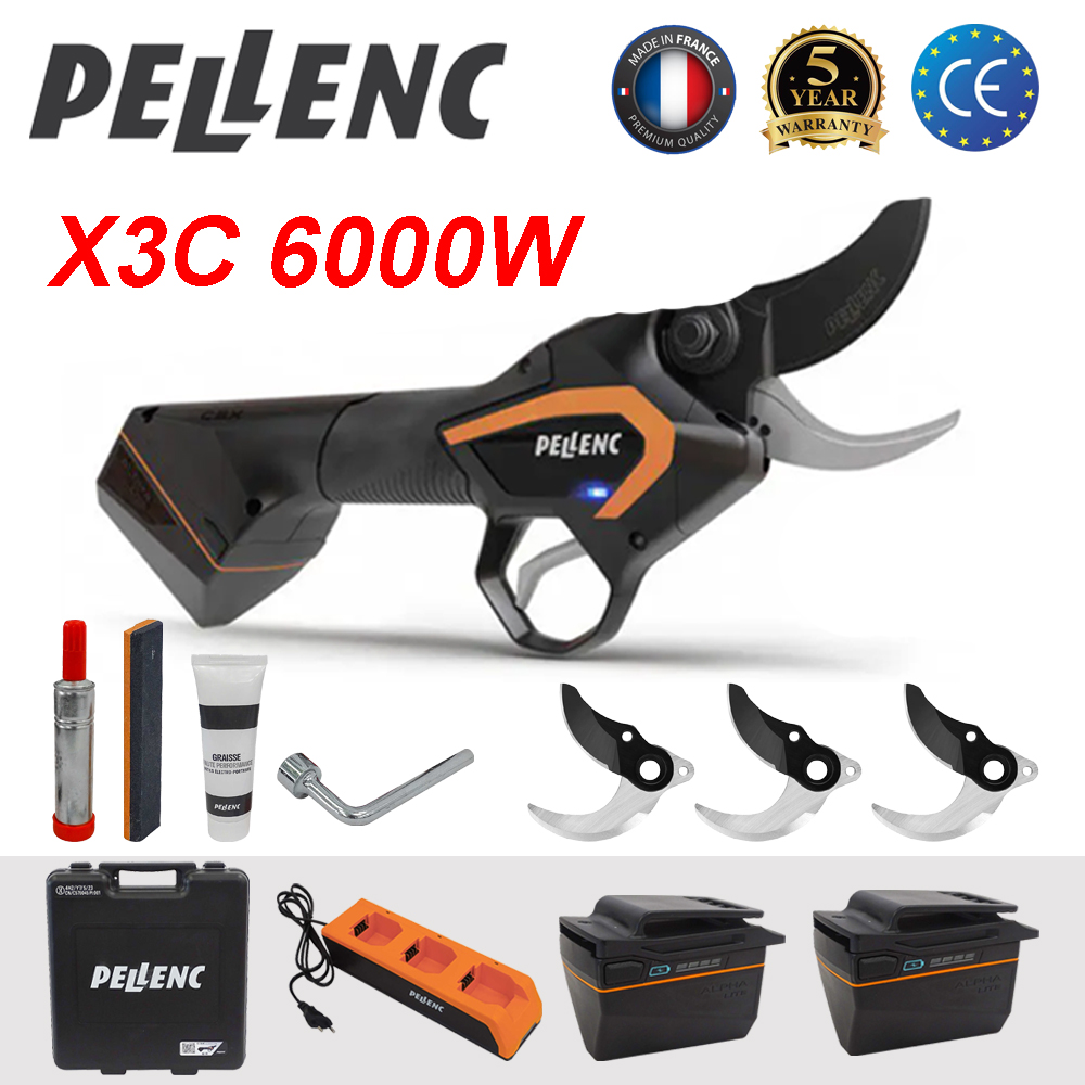 【Pellenc】Foarfece de tăiat baterie cu litiu C3X * 1, baterie cu litiu * 2, lame * 3, încărcător * 1, cutie de depozitare * 1, set complet de accesorii * 1